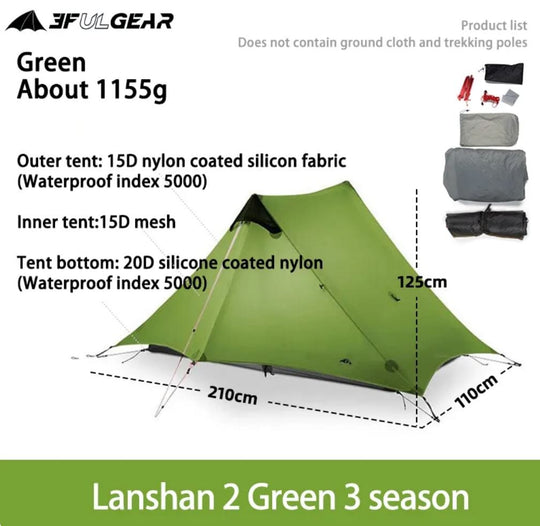Tents LanShan 2 Tents - 1-2 Person Ultralight Camping and Bikepacking Tents